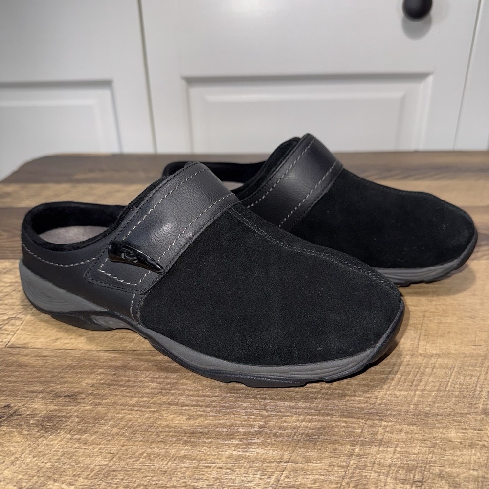 Women's Easy Spirit Explorer Eseliana Comfort Mule Clog Black Suede Size 8.5 W